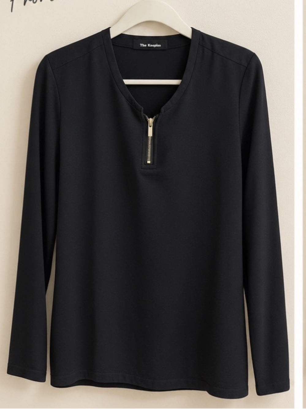 The Kooples Black Long-Sleeve Zip Pullover